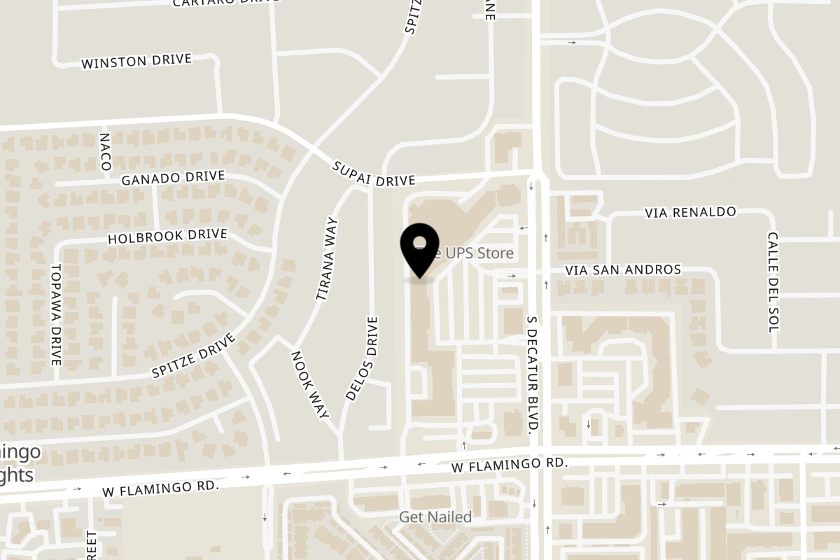 Map showing the location of Spice Indian Cuisine on 4001 S Decatur Blvd unit 31 in Las Vegas